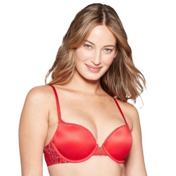 Auden The Radiant Plunge Push-Up Ripe Red Bra - Size 34A - Picture 1 of 8
